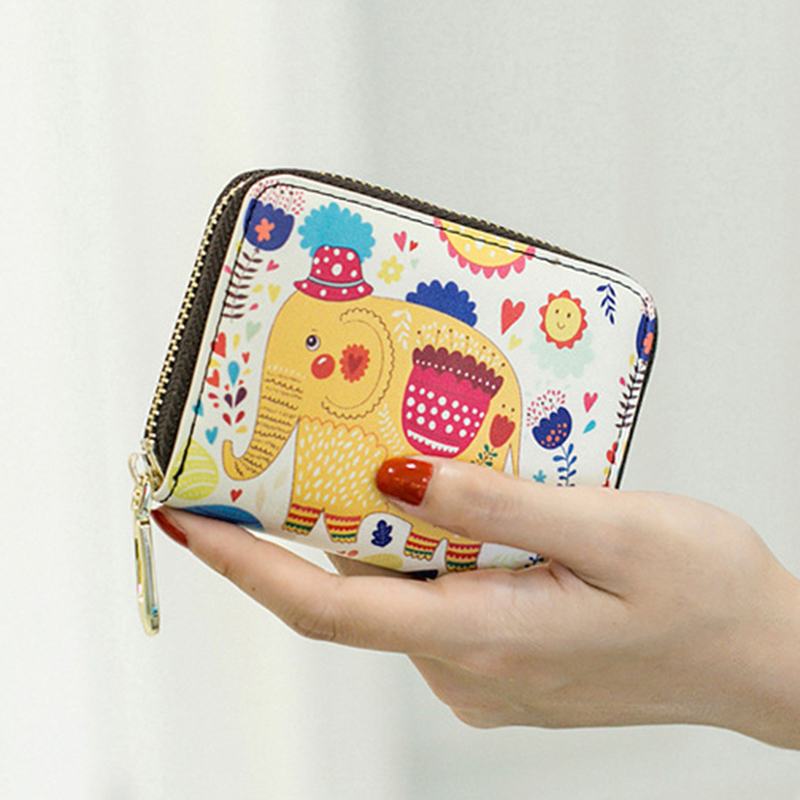 Kobiety Pu Leather Anti-theft Organ Design Multi-card Slot Mini Cute Purse