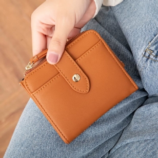 Kobiety Pu Leather Bifold Hasp Multi-card Slot Retro Short Card Holder Portfele Sprzęgła Z Paskiem Na Nadgarstek