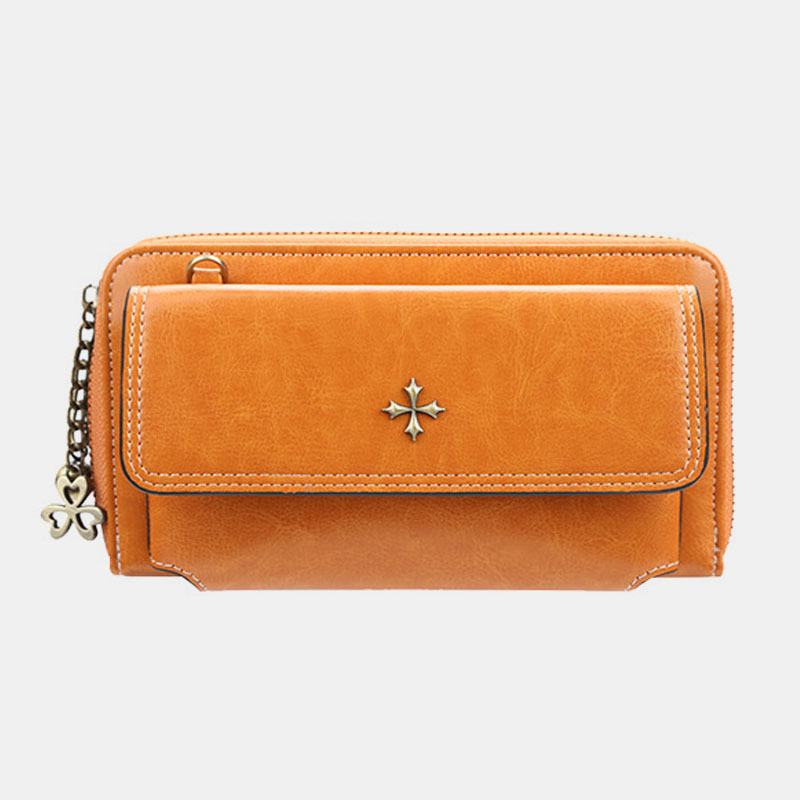 Kobiety Pu Leather Cross Flower Tassel Duża Pojemność Multi-card Slot Phone Bag Torba Przez Ramię Torba Na Ramię