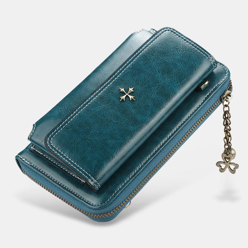 Kobiety Pu Leather Cross Flower Tassel Duża Pojemność Multi-card Slot Phone Bag Torba Przez Ramię Torba Na Ramię