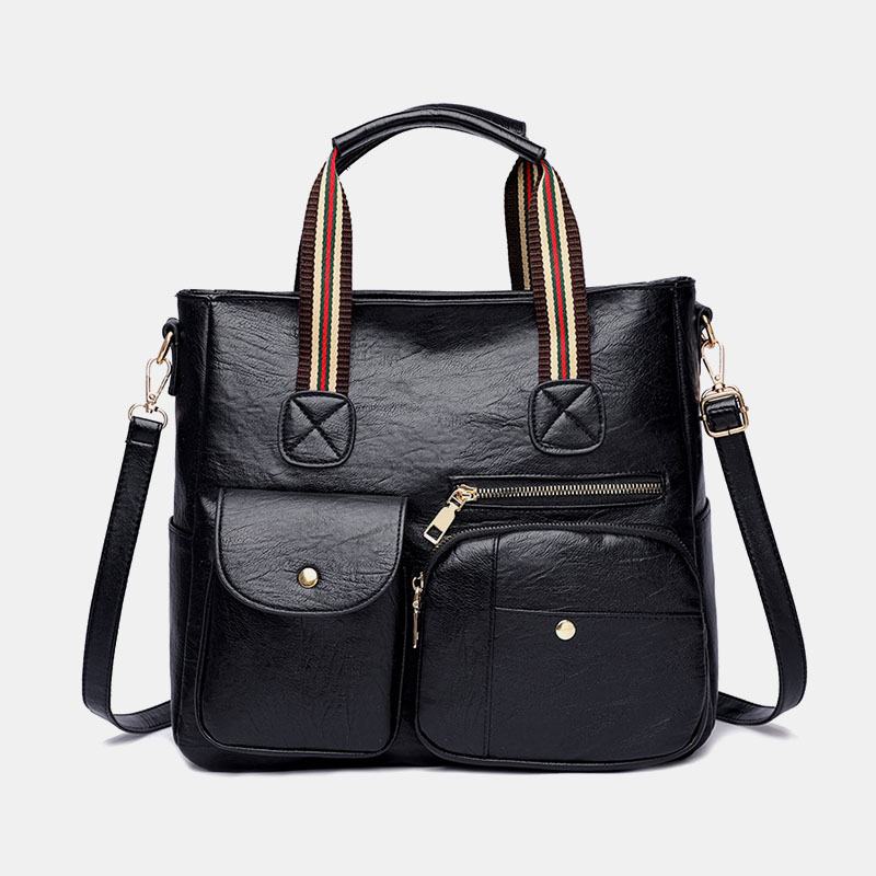 Kobiety Pu Leather Duża Pojemność Multi-pocket Eleganckie Torby Crossbody Torba Na Ramię Torebka