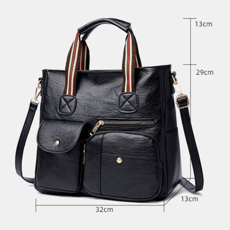 Kobiety Pu Leather Duża Pojemność Multi-pocket Eleganckie Torby Crossbody Torba Na Ramię Torebka