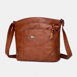 Kobiety Pu Leather Duża Pojemność Retro 6.3 Cala Multi-pocket Torba Na Telefon Miękkie Torby Crossbody Torba Na Ramię