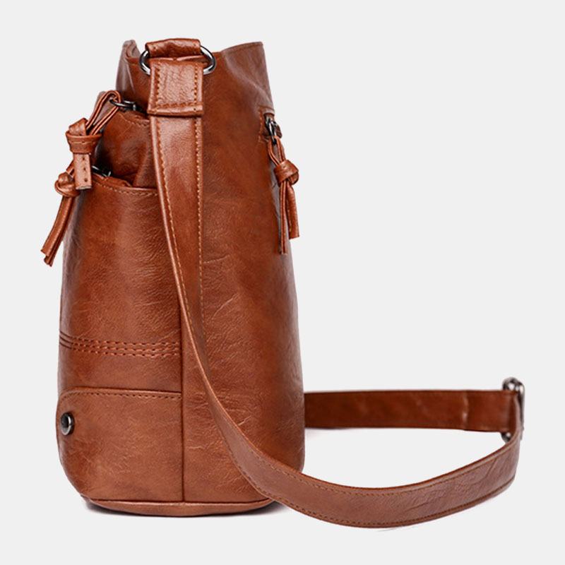 Kobiety Pu Leather Duża Pojemność Retro 6.3 Cala Multi-pocket Torba Na Telefon Miękkie Torby Crossbody Torba Na Ramię