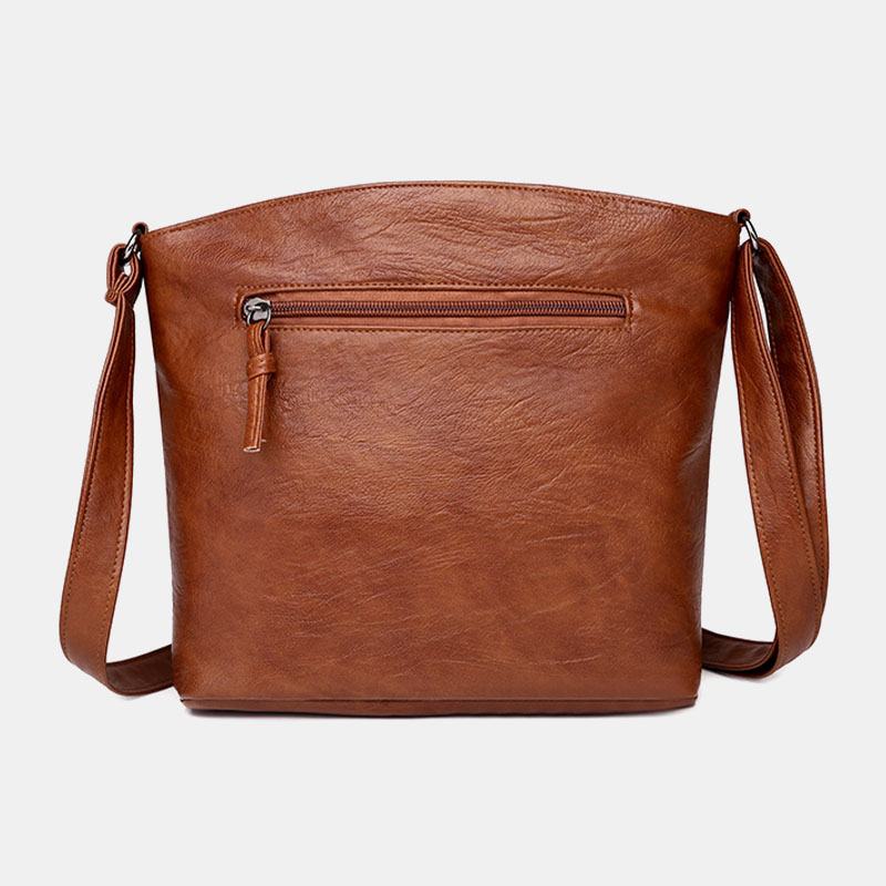 Kobiety Pu Leather Duża Pojemność Retro 6.3 Cala Multi-pocket Torba Na Telefon Miękkie Torby Crossbody Torba Na Ramię