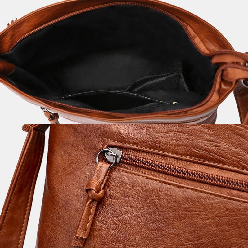 Kobiety Pu Leather Duża Pojemność Retro 6.3 Cala Multi-pocket Torba Na Telefon Miękkie Torby Crossbody Torba Na Ramię