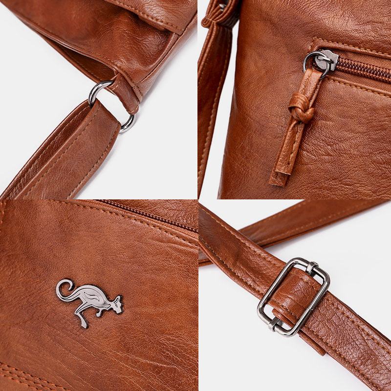 Kobiety Pu Leather Duża Pojemność Retro 6.3 Cala Multi-pocket Torba Na Telefon Miękkie Torby Crossbody Torba Na Ramię