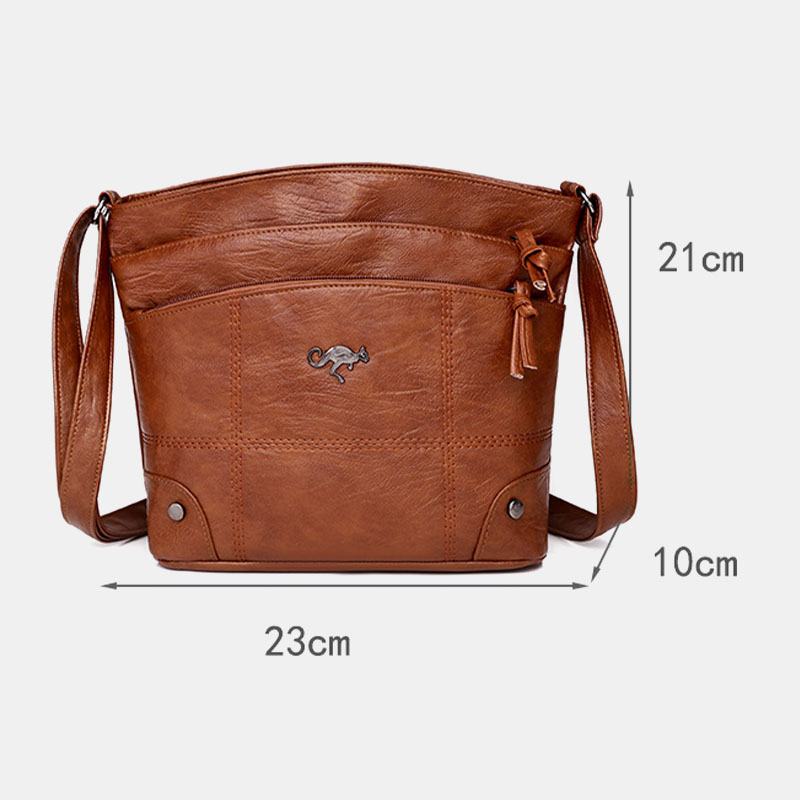 Kobiety Pu Leather Duża Pojemność Retro 6.3 Cala Multi-pocket Torba Na Telefon Miękkie Torby Crossbody Torba Na Ramię