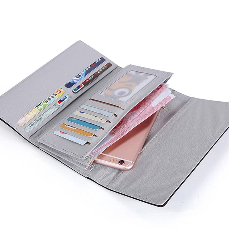 Kobiety Pu Leather Hardware Hasp Fold Over Card Holder Portmonetka Portfel