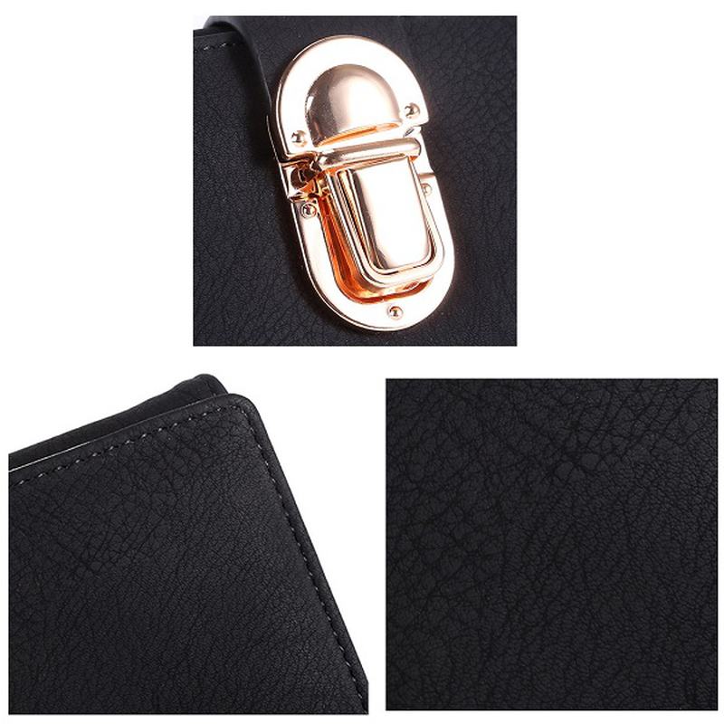 Kobiety Pu Leather Hardware Hasp Fold Over Card Holder Portmonetka Portfel