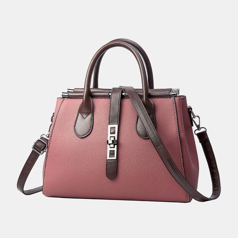 Kobiety Pu Leather Moda Casual Średnia Pojemność Jednolity Kolor Multi-carry Torebka Torba Na Ramię Torba Przez Ramię