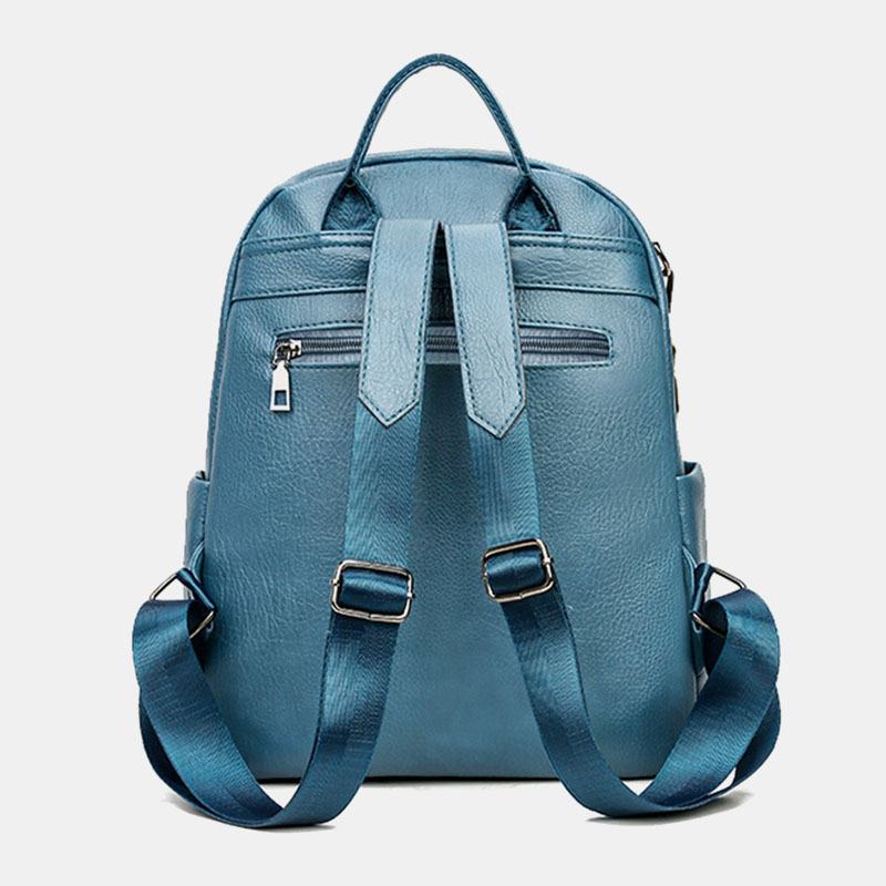 Kobiety Pu Leather Multi-carry Casual Outdoor School Bag Plecak Torba Na Ramię