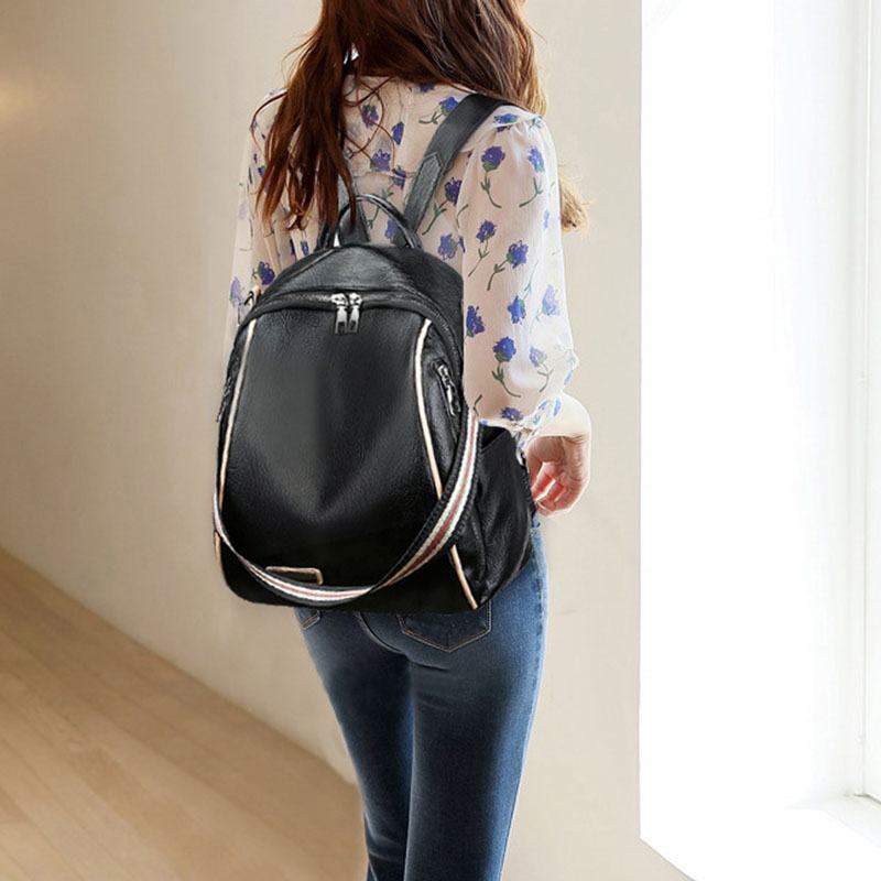 Kobiety Pu Leather Multi-carry Casual Outdoor School Bag Plecak Torba Na Ramię