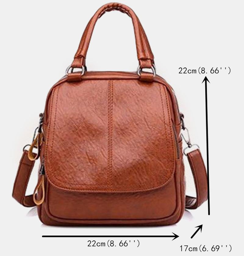 Kobiety Pu Leather Multi-carry Vintage Wodoodporna Torba Crossbody Torba Na Ramię Plecak