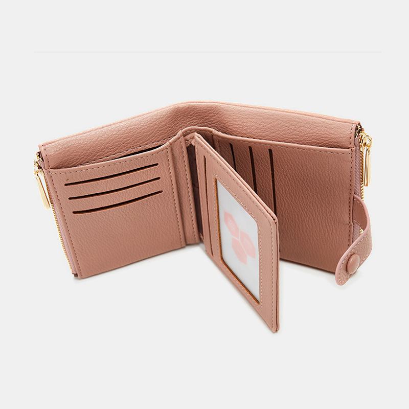 Kobiety Pu Leather Multi-slot Hand Carry Short Wallet Clutch Purse