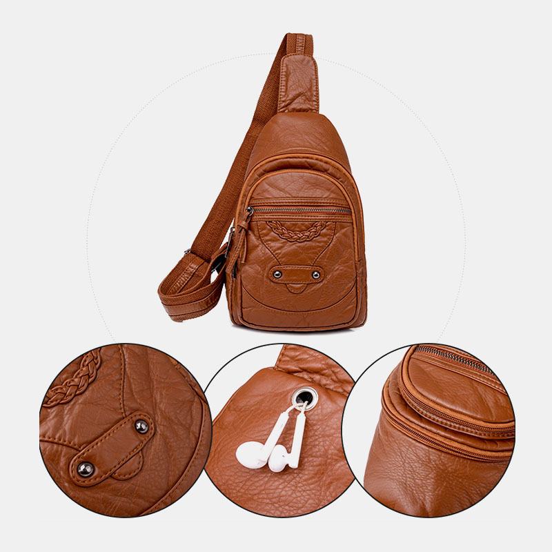 Kobiety Pu Leather Przenośne Torby Na Słuchawki O Dużej Pojemności Crossbody Torba Na Ramię Torba Na Klatkę Piersiową