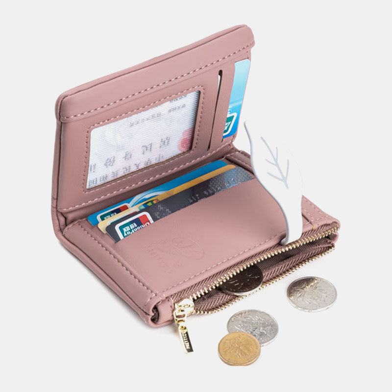 Kobiety Pu Skórzany Kwiatowy Nadruk Casual Mini Easy Carry Money Clip Card Holder Wallet