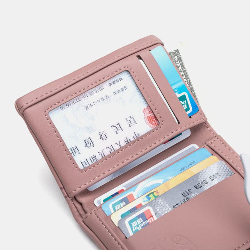 Kobiety Pu Skórzany Kwiatowy Nadruk Casual Mini Easy Carry Money Clip Card Holder Wallet