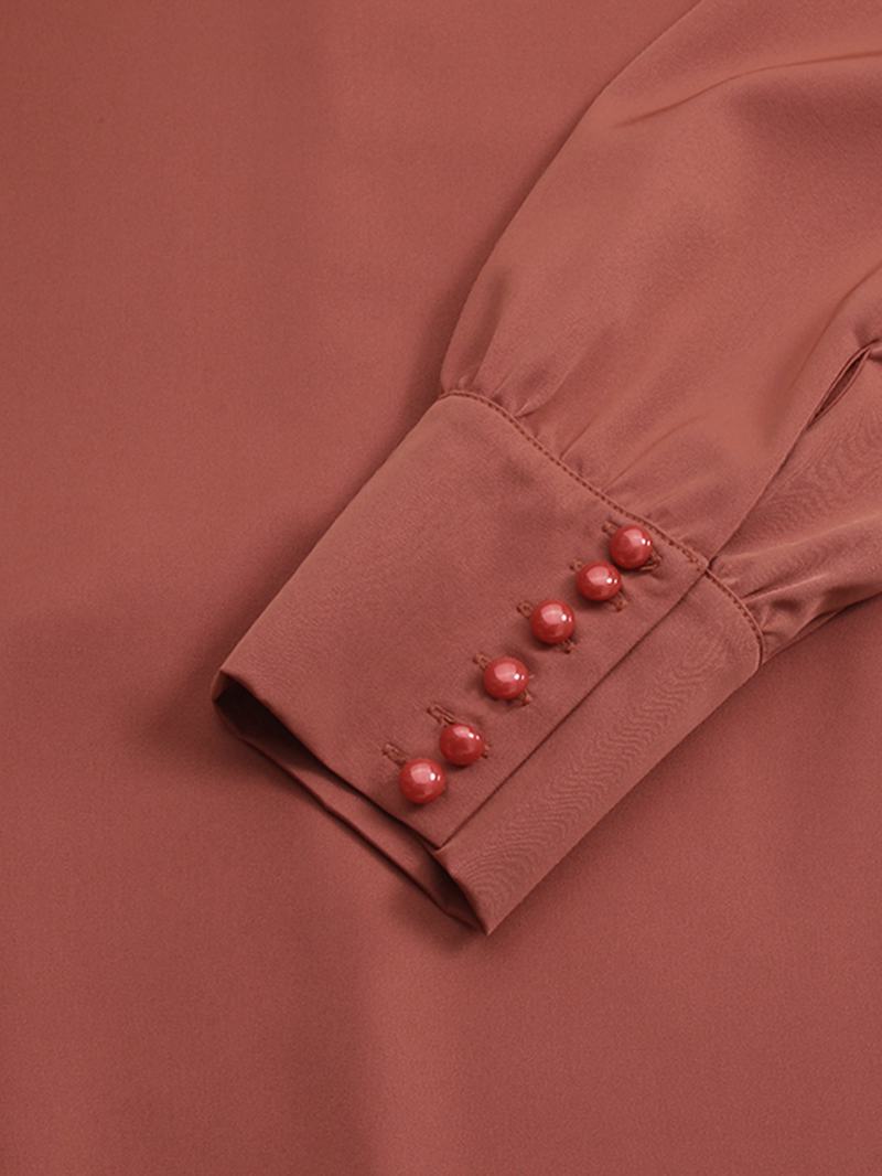 Kobiety Pure Color Lace-up Puff Sleeve Casual Kaftan Maxi Sukienki