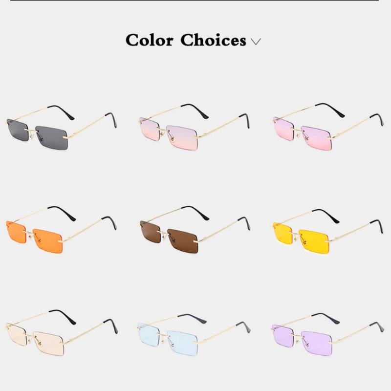 Kobiety Retro Multi-color Framelss Small Square Moda Osobowość Okulary Przeciwsłoneczne Chroniące Przed Promieniowaniem Uv