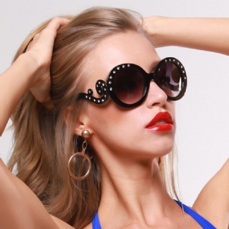Kobiety Retro Owalny Kształt Diamentowa Dekoracja Ochrona Uv Modne Okulary Przeciwsłoneczne