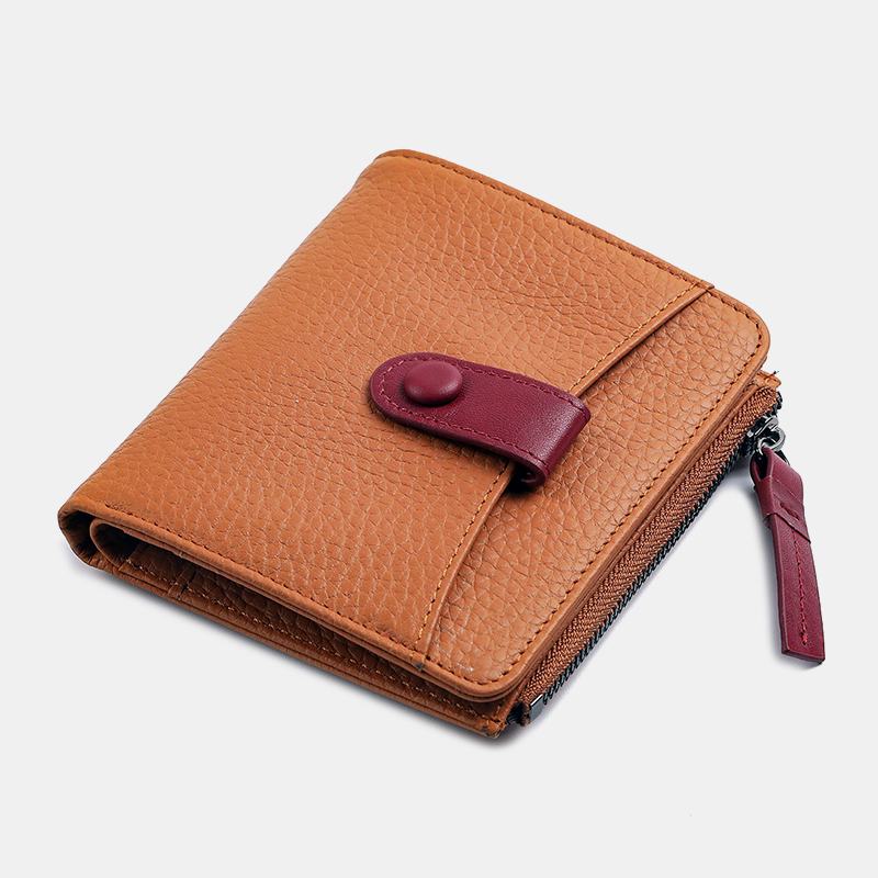 Kobiety Skórzana Bifold Klamka Zipper Wielofunkcyjna Portmonetka Moneta Klip Krótki Portfel