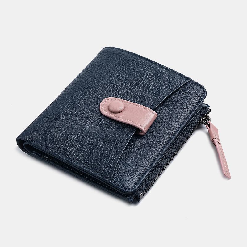 Kobiety Skórzana Bifold Klamka Zipper Wielofunkcyjna Portmonetka Moneta Klip Krótki Portfel