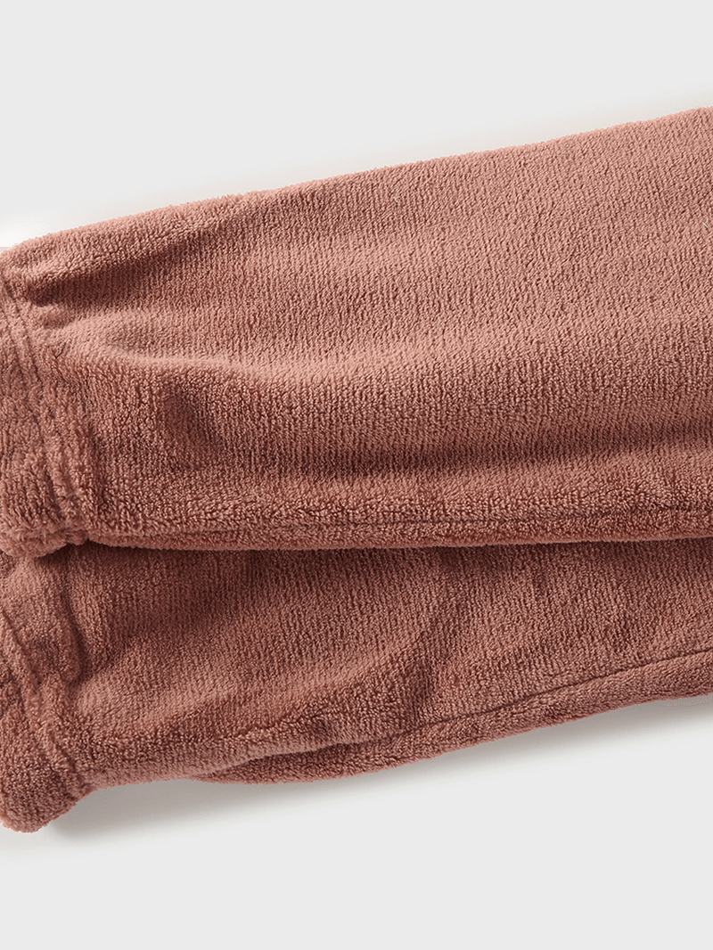 Kobiety Solid Color Miękki Sweter Z Długim Rękawem Elastyczny Pas Spodnie Domowe Zestaw Piżamy