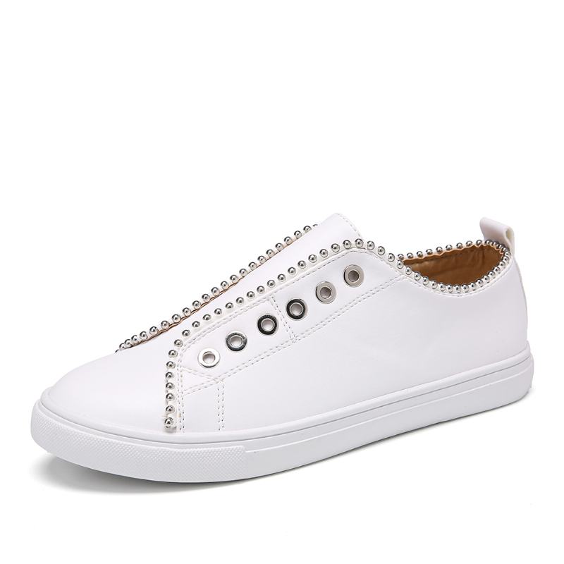 Kobiety Solid Color Studded Slip On Flats