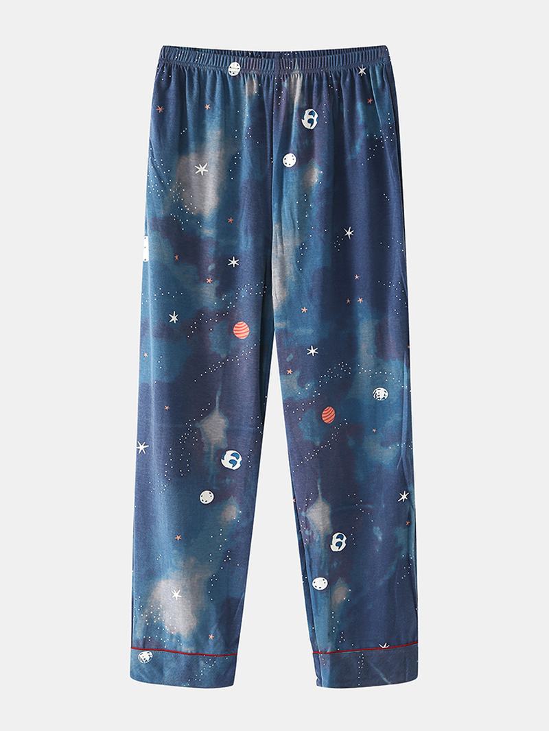 Kobiety Starry Sky Drukowanie Śliczny Sweter Luźny Elastyczny Pas Cartoon Home Piżama Set