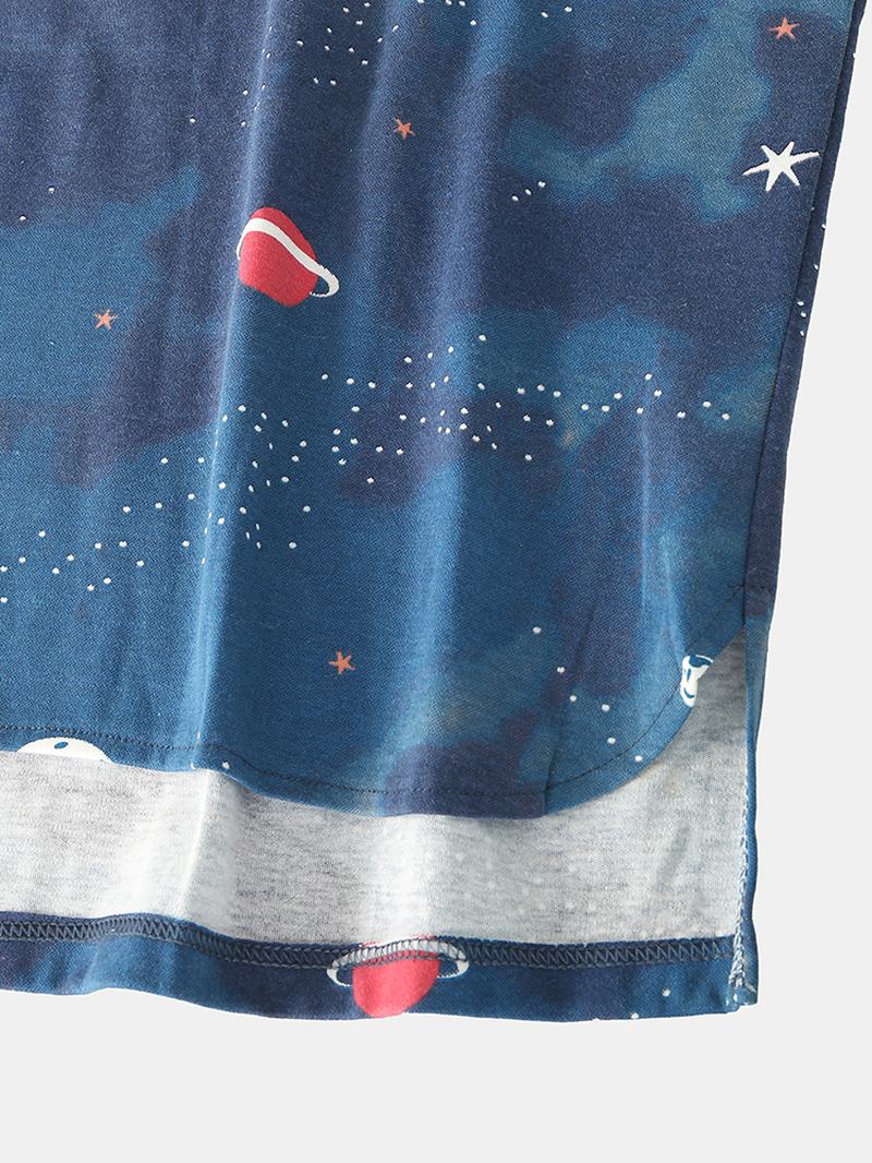 Kobiety Starry Sky Drukowanie Śliczny Sweter Luźny Elastyczny Pas Cartoon Home Piżama Set