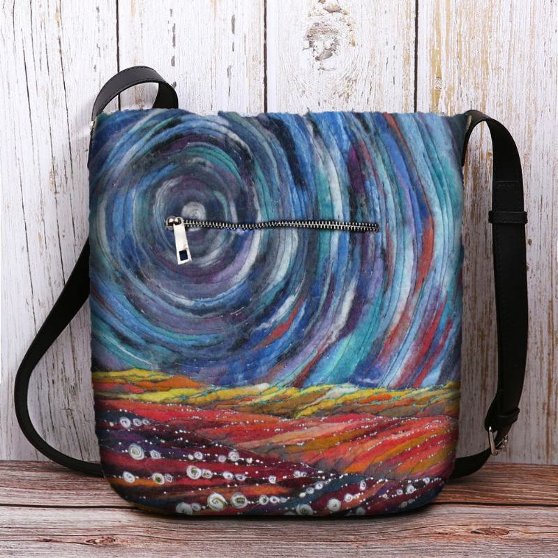 Kobiety Starry Sky Kolorowe Diy Torba Na Włosy Jagnięce Torba Przez Ramię