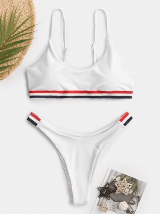 Kobiety Striped Trim Stroje Kąpielowe Stringi Bikini