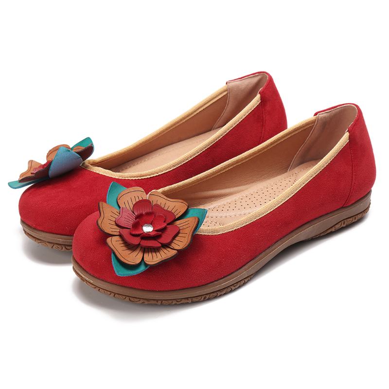 Kobiety Suede Flower Slip On Comfort Casual Flats