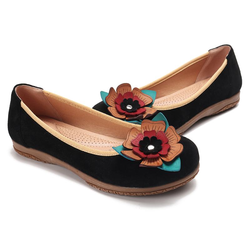 Kobiety Suede Flower Slip On Comfort Casual Flats