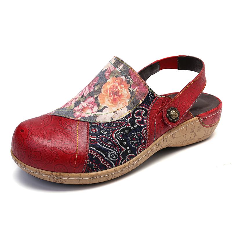 Kobiety Super Bloom Kwiaty Łączenie Retro Wzór Szwy Slip On Mieszkania