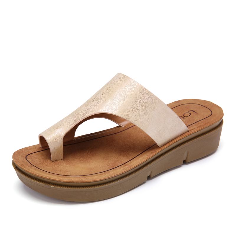 Kobiety Toe Ring Slip On Soft Sole Casual Letnie Sandały