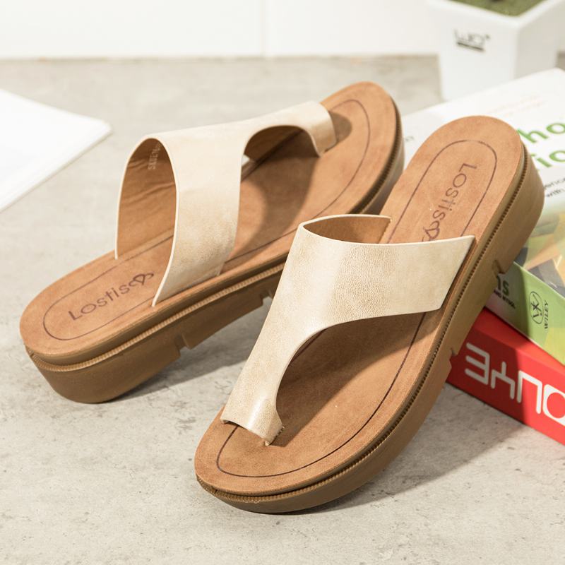 Kobiety Toe Ring Slip On Soft Sole Casual Letnie Sandały