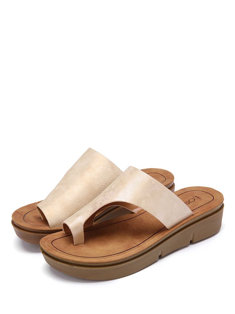 Kobiety Toe Ring Slip On Soft Sole Casual Letnie Sandały