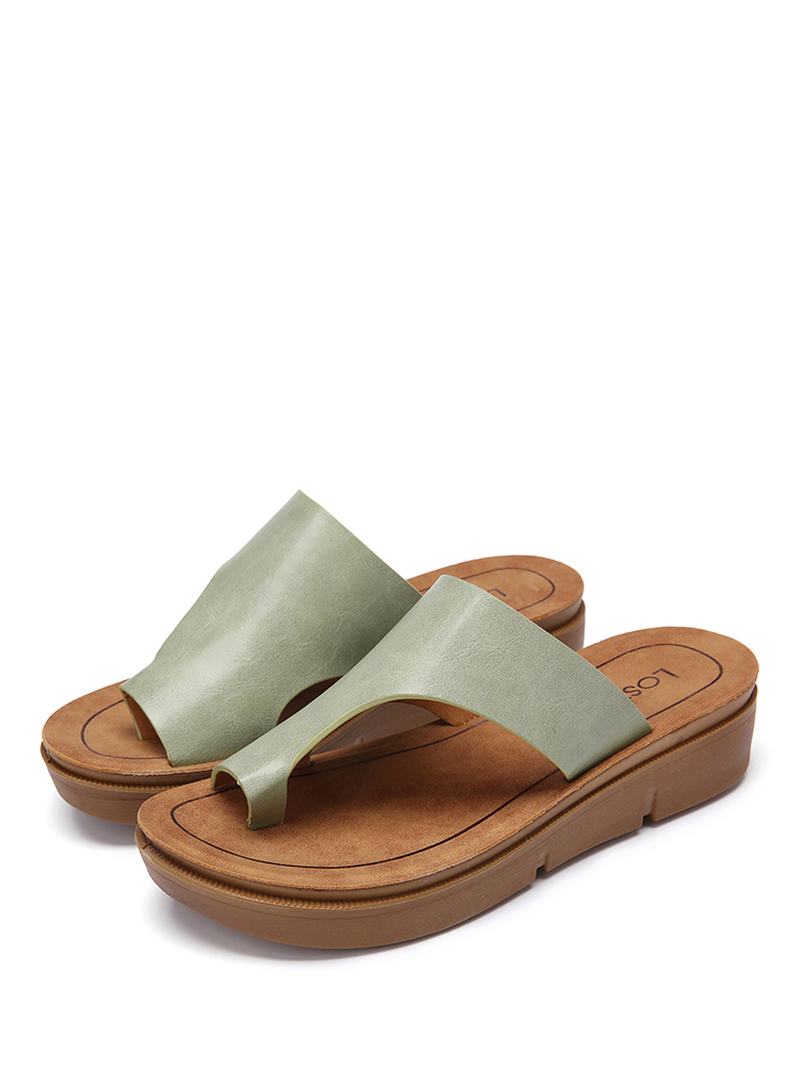 Kobiety Toe Ring Slip On Soft Sole Casual Letnie Sandały