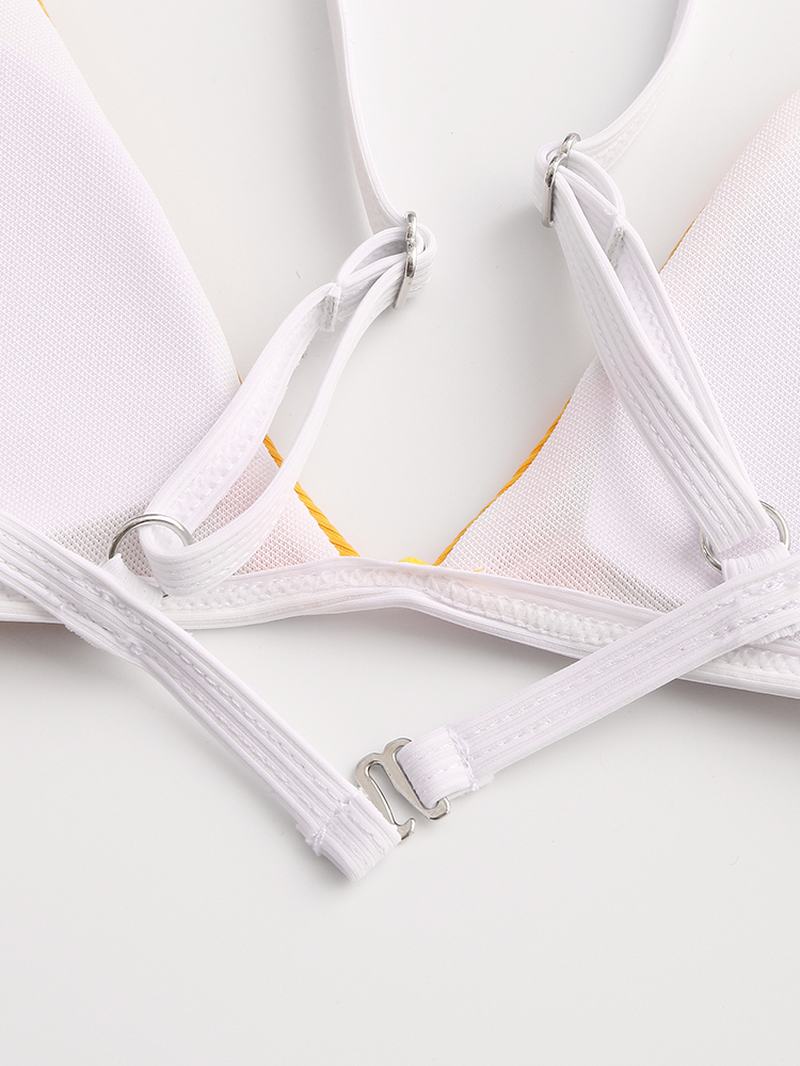 Kobiety Triangle Rib Jednolity Kolor Stringi Bikini Backless Stroje Kąpielowe