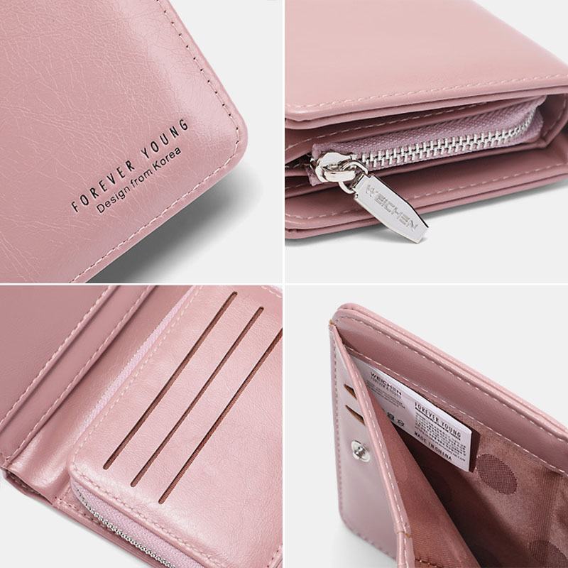 Kobiety Trifold Krótkie Wielofunkcyjne Portfele Pu Leather 13 Posiadacz Karty Slot Na Karty Portmonetka Klip Na Pieniądze