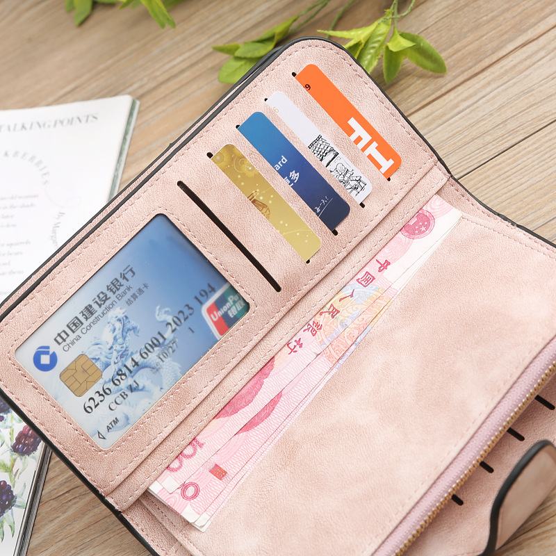 Kobiety Trifold Nudny Polski Faux Leather Długi Portfel Posiadacz Karty Torebka Sprzęgła Torby