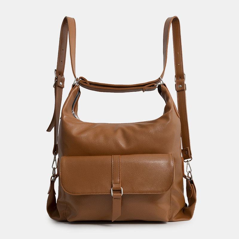 Kobiety Vintage Pu Skórzany Wielofunkcyjny Plecak O Dużej Pojemności Casual Multi-carry Torba Przez Ramię