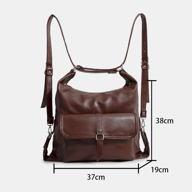 Kobiety Vintage Pu Skórzany Wielofunkcyjny Plecak O Dużej Pojemności Casual Multi-carry Torba Przez Ramię