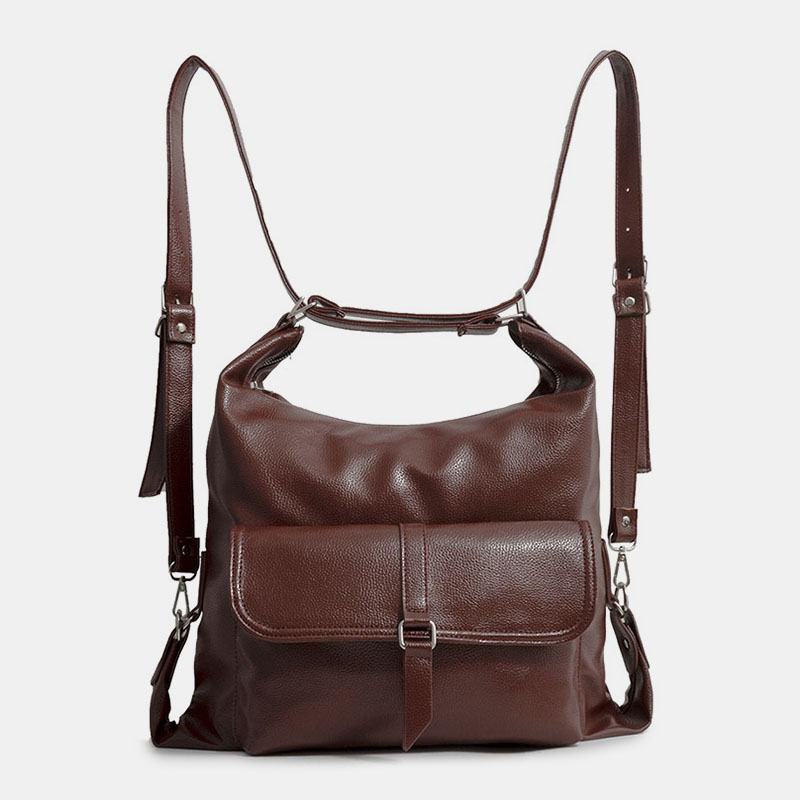 Kobiety Vintage Pu Skórzany Wielofunkcyjny Plecak O Dużej Pojemności Casual Multi-carry Torba Przez Ramię