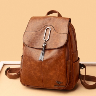 Kobiety Vintage Soild Multi-pockets Multi-carry Plecak Antykradzieżowy Leage Capacity Miękka Skórzana Torba Na Ramię