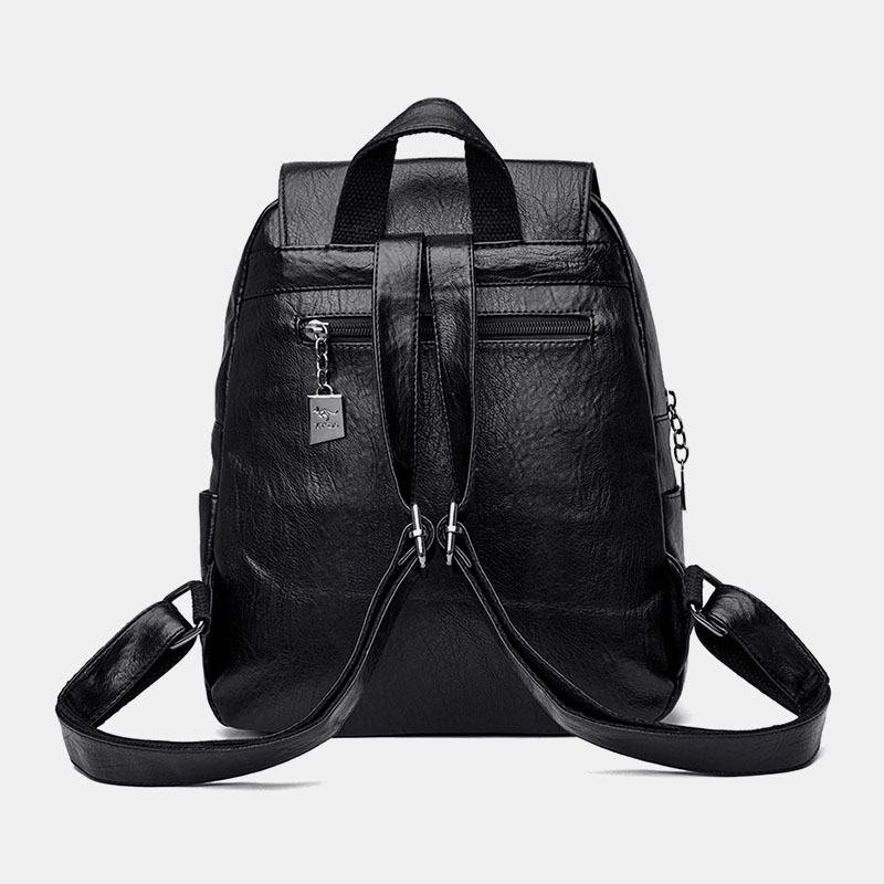 Kobiety Vintage Soild Multi-pockets Multi-carry Plecak Antykradzieżowy Leage Capacity Miękka Skórzana Torba Na Ramię