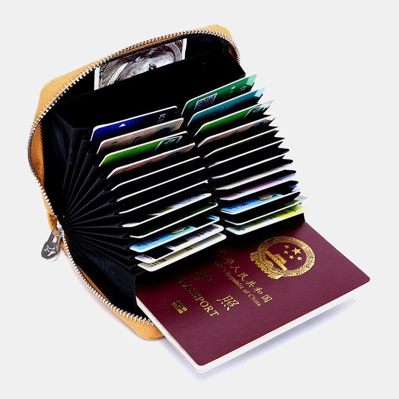 Kobiety Z Prawdziwej Skóry Anti-theft Organ Design Milti-card Slot Card Bag Card Holder Wallet