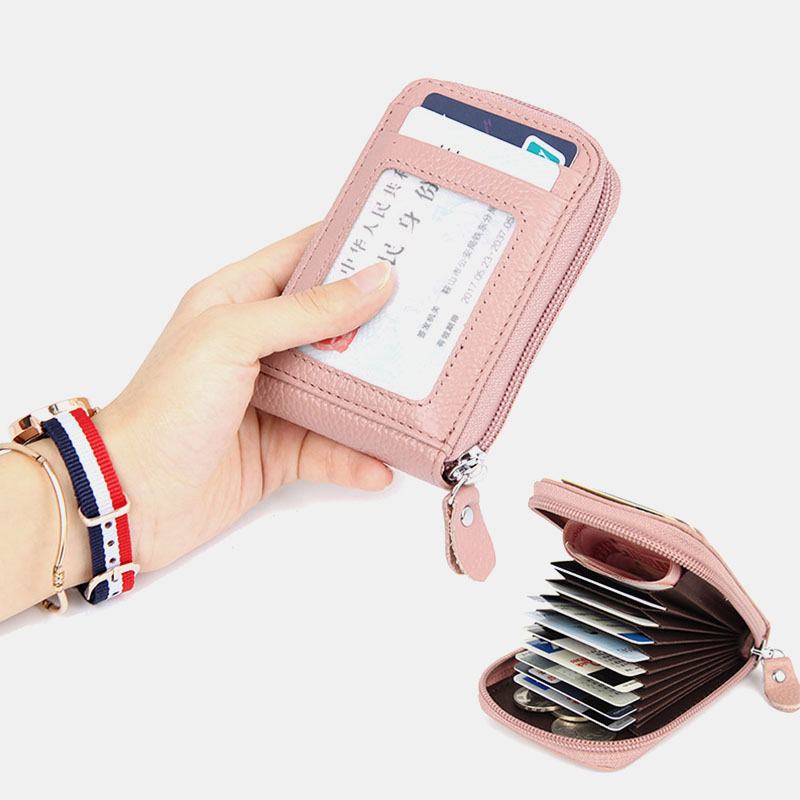 Kobiety Z Prawdziwej Skóry Anti-theft Organ Shape Multi-slot Etui Na Karty Portfel Na Karty